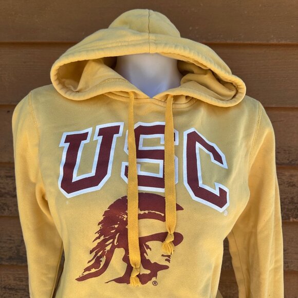 Jones & Mitchell Womens Yellow USC Hoodie With Trojan Logo Medium Cotton Blend - Picture 6 of 11